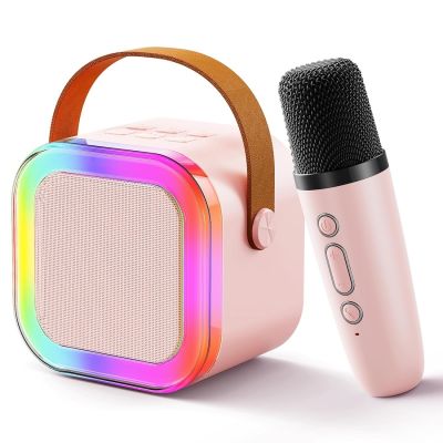 K12 Speaker Machine Bluetooth-Compatible Wireless Karaoke Mic Speaker Multi-Compatibility Modes, RGB Lights
